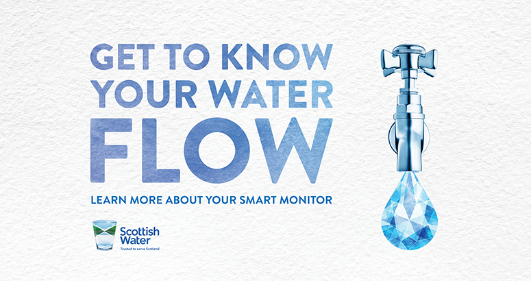 Dundee Domestic Smart Monitor Trial Graphic with Get to Know Your Water Flow text next to a tap with a water drop