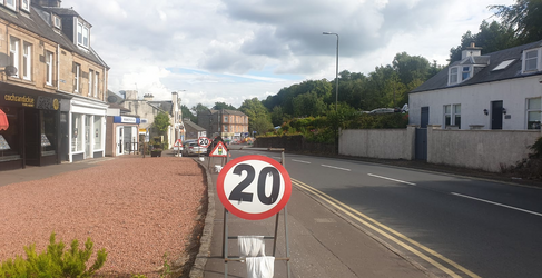 Traffic management has been set up on Main Street while the work goes on Bridge of Weir