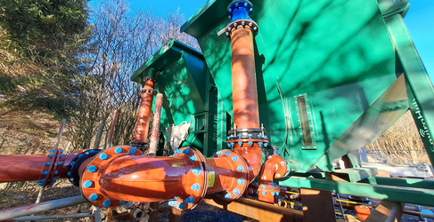 Temporary treatment machinery has been installed Dollar Waste Water Treatment Works