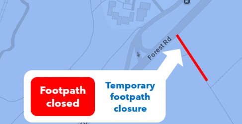 Forest Road Footpath Closure Aerial footage displaying upcoming footpath closure from Forest Road leading to Palacerigg from Mon, 31 March for approx. five weeks