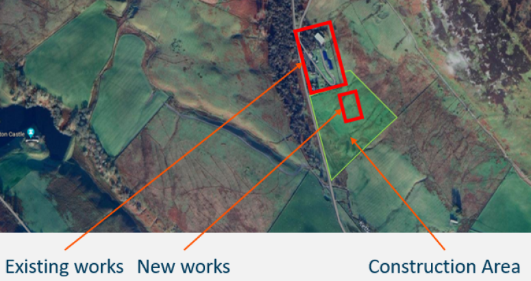 Aerial footage of existing treatment works and construction area for installation of new infrastructure Aerial footage of existing treatment works and construction area for installation of new infrastructure