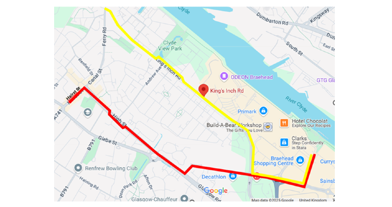 A bus shuttle service will operate during the Ferry Road closure Kings Inch Road Sewer Upgrade