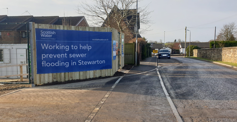 The site compound has been set up on Barbours Park Stewarton Flood Alleviation