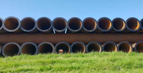 Around 100 sections of 700mm pipe were bolted together Saltcoats Sewer Upgrade