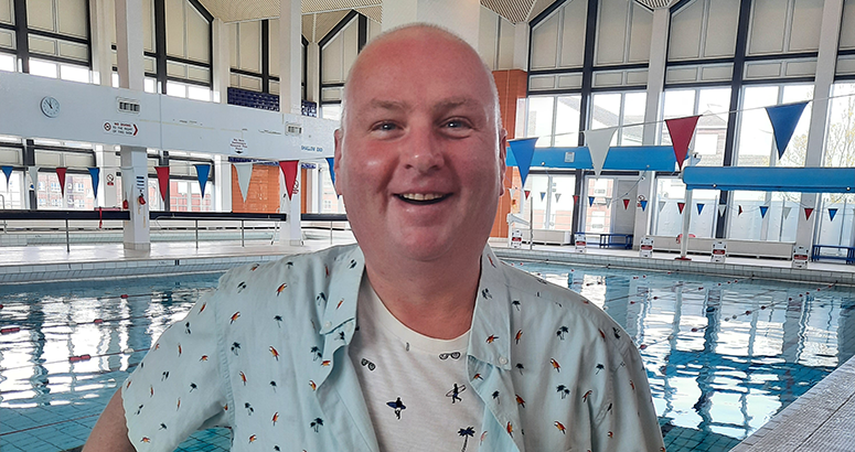 Learn to Swim Paul Cowan Paul Cowan visiting his local pool for swimming classes to improve his mental health