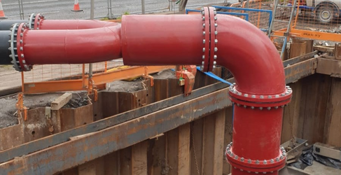 The bypass will be connected using customised connecting valves Kings Inch Road Sewer Upgrade