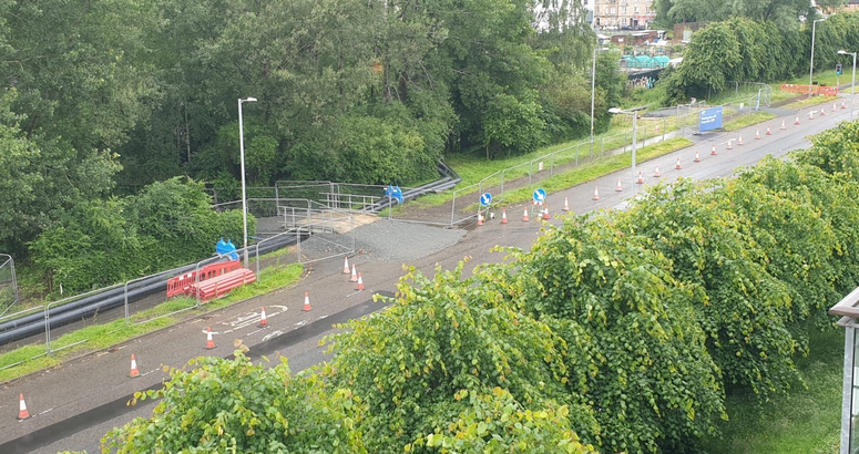The temporary pipeline extends for nearly a kilometre along King's Inch Road Kings Inch Road Sewer Upgrade
