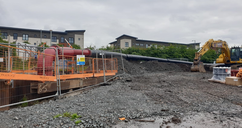 The temporary pipeline diverts flows to bypass to allow the existing pipe to be relined Kings Inch Road Sewer Upgrade