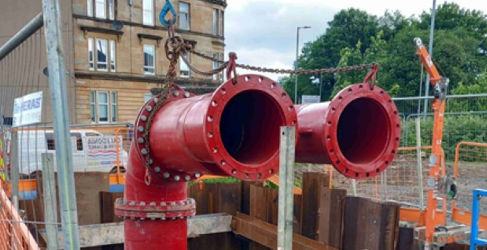 The pipeline has been connected to specialist valves Kings Inch Sewer Upgrade