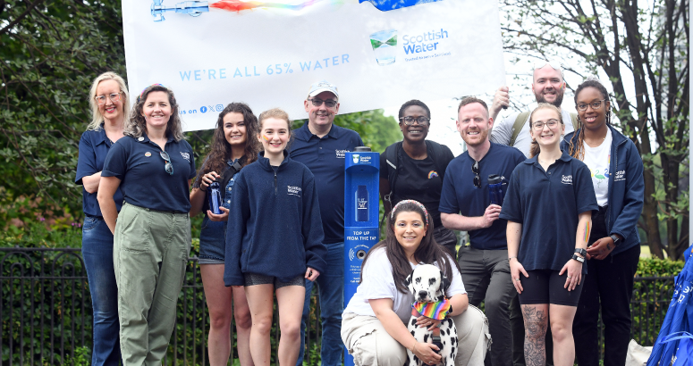 Group of Scottish Water employees gather at Top Up Tap Group of Scottish Water employees gather at Top Up Tap