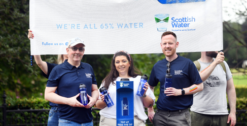 Scottish Water employees gather at Top Up Tap on Glasgow Green Scottish Water employees gather at Top Up Tap on Glasgow Green