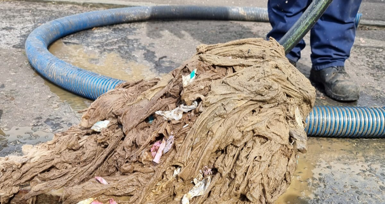 Pile of wipes removed from sewer system Pile of wipes removed from sewer system