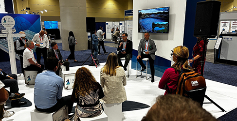 Alex Plant at IWA World Water Congress Scottish Water CEO Alex Plant talking in front of a crowd at the IWA World Water Congress in Toronto in 2024