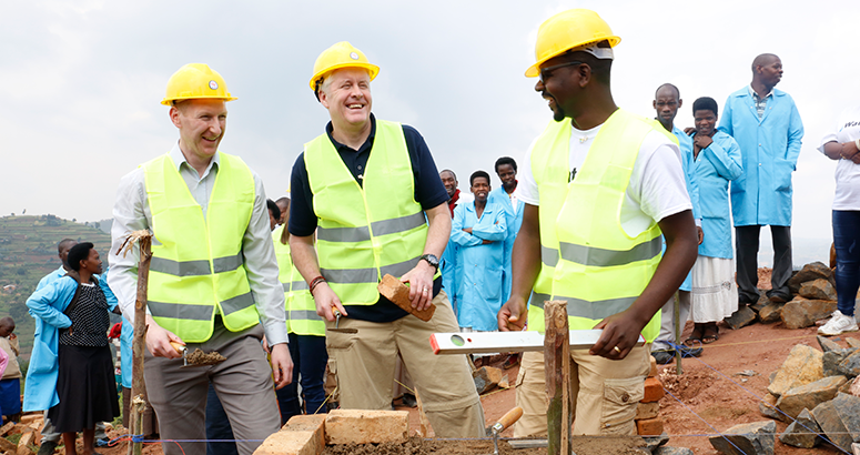 Ewan Robertson helps build new school latrines in Rwanda Ewan Robertson helps build new school latrines in Rwanda